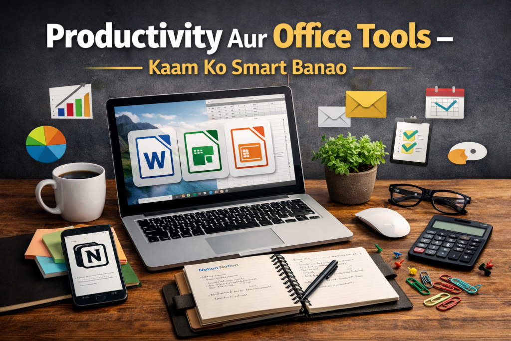 Free software guide for Windows and Android 2026 showing productivity, video editing, security and office tools setup