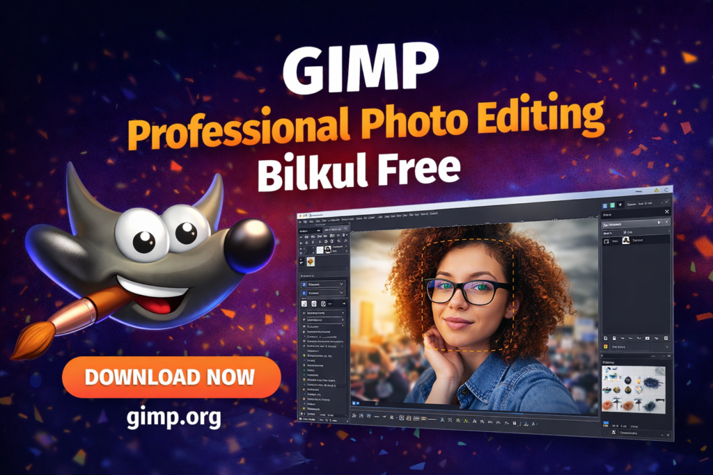 GIMP free photo editing software interface with professional tools for image editing on PC